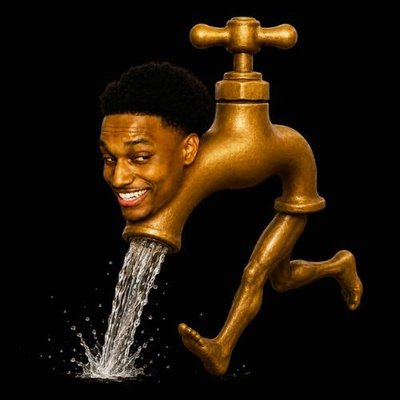 Ansem Flow mascot — a golden faucet in motion